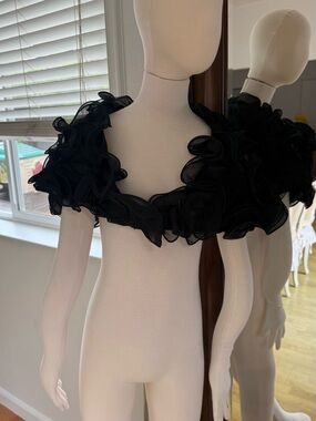 Black Ruffled Organza Shoulder Wrap